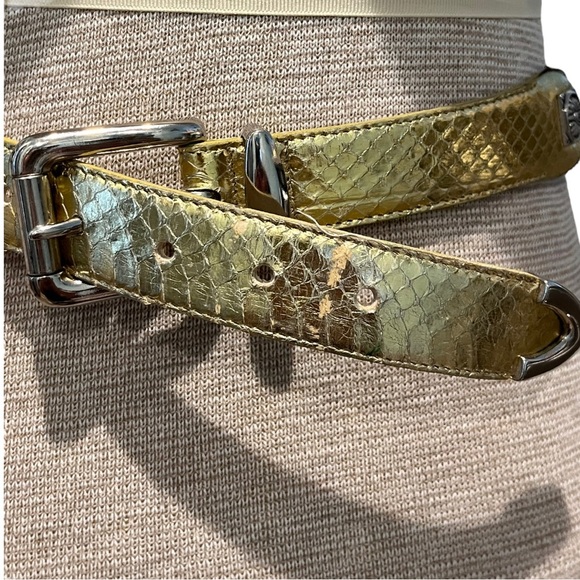 Size XS/S/M Genuine Snake Skin Vintage 90s Gold Women\'s Belt Cabochon Spring main image 6
